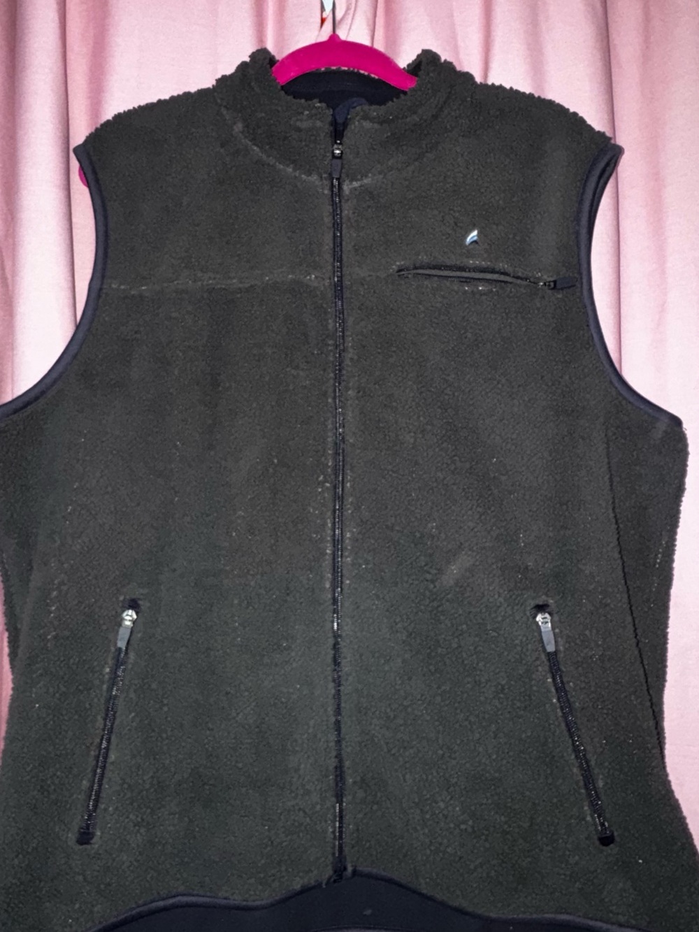 Tailor Vintage Dark Olive Green Fleece Vest - Zip Front